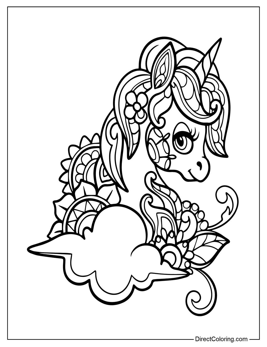 Cute Unicorn Mandala Coloring